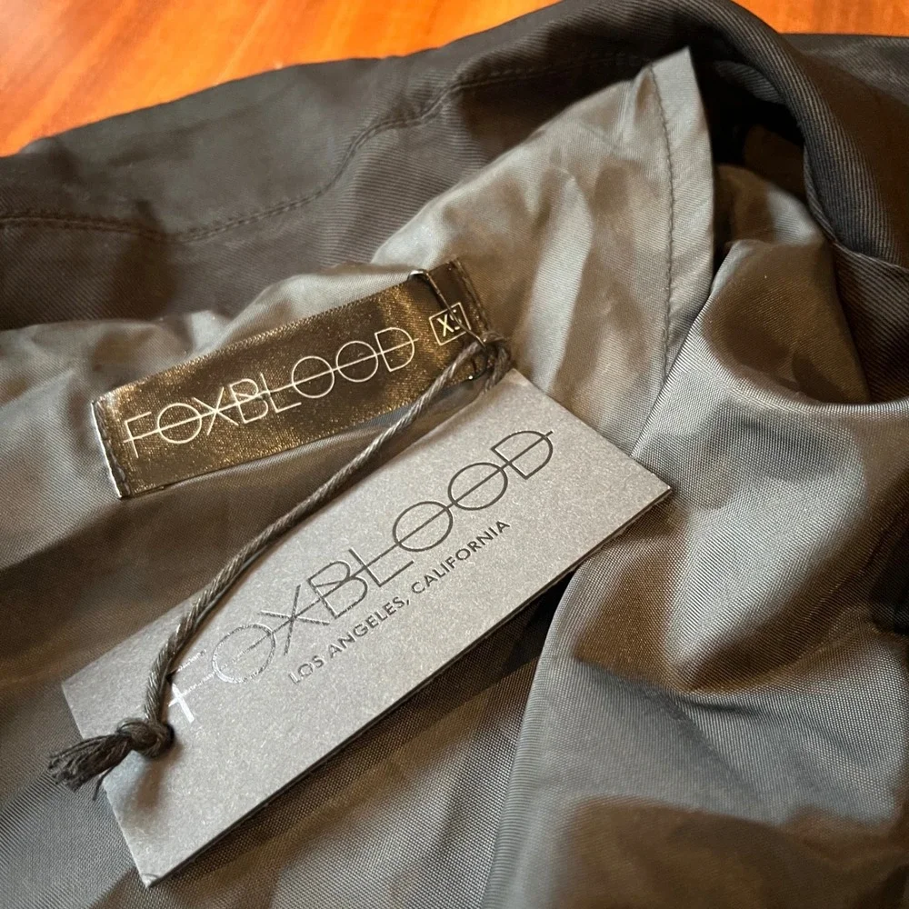 Foxblood Black Blazer‎ Top Jacket Solid Viscose Single Button New XS Extra Small